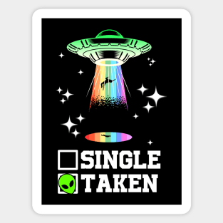 Single Or Taken - Funny Alien UFO Valentine's Day Sticker